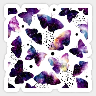 Watercolor Colorful Galaxy, Butterflies and Black Dots Sticker